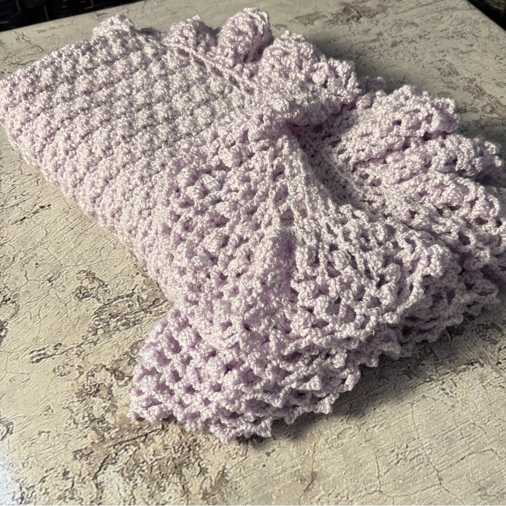 Crochet Baby Blanket - Handmade - Light Plum